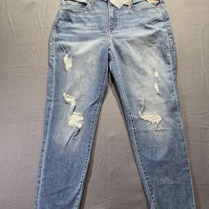 LuLaRoe Skinny Fit Denim Jeans Size 32 Distressed NWT Straight